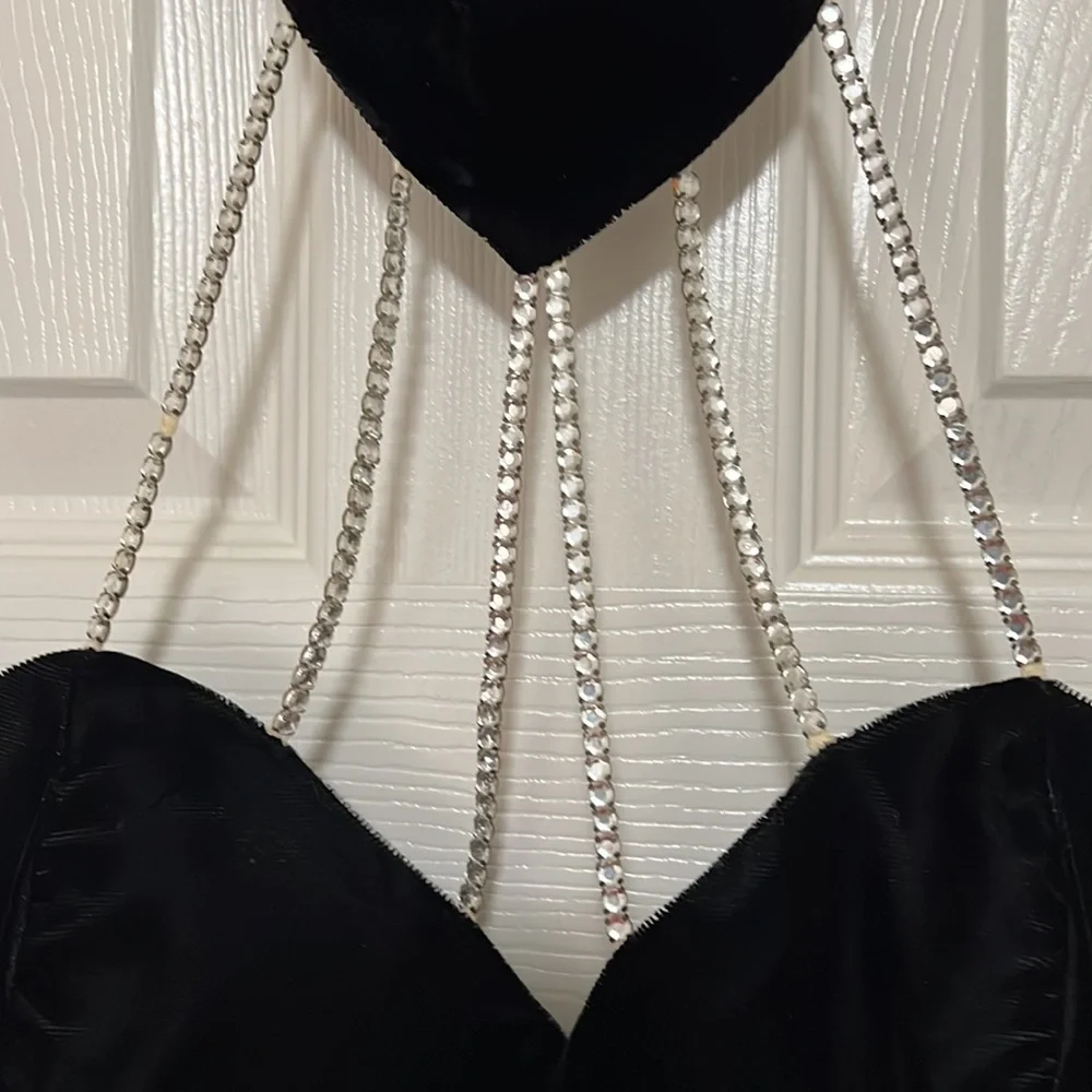 Vintage black velvet gown from 90s, size 11/12 - Picture 3 of 12